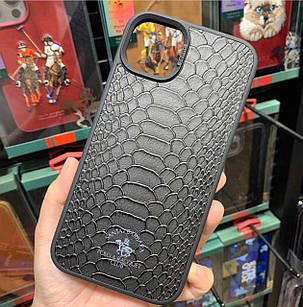 Шкіряний чохол для iPhone 15 Pro Max Santa Barbara Polo Knight Crocodile Leather Black