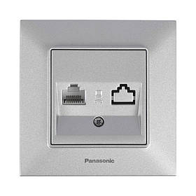 Розетка компютерна RJ45 CAT5e срібна Panasonic Arkedia Slim