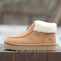 Женские зимние UGG Funkette Boot Chestnut Platform Suede теплые коричневые замшевые угги на платформе уги зима