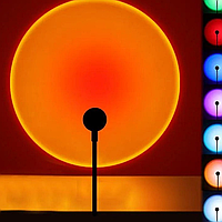 Светильник проекционный Sunset Lamp RGB с пультом на штативе USB проектор атмосферная лампа разноцветная