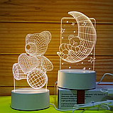 Романтичний 3D-світильник у формі ведмедика від USB, фото 3