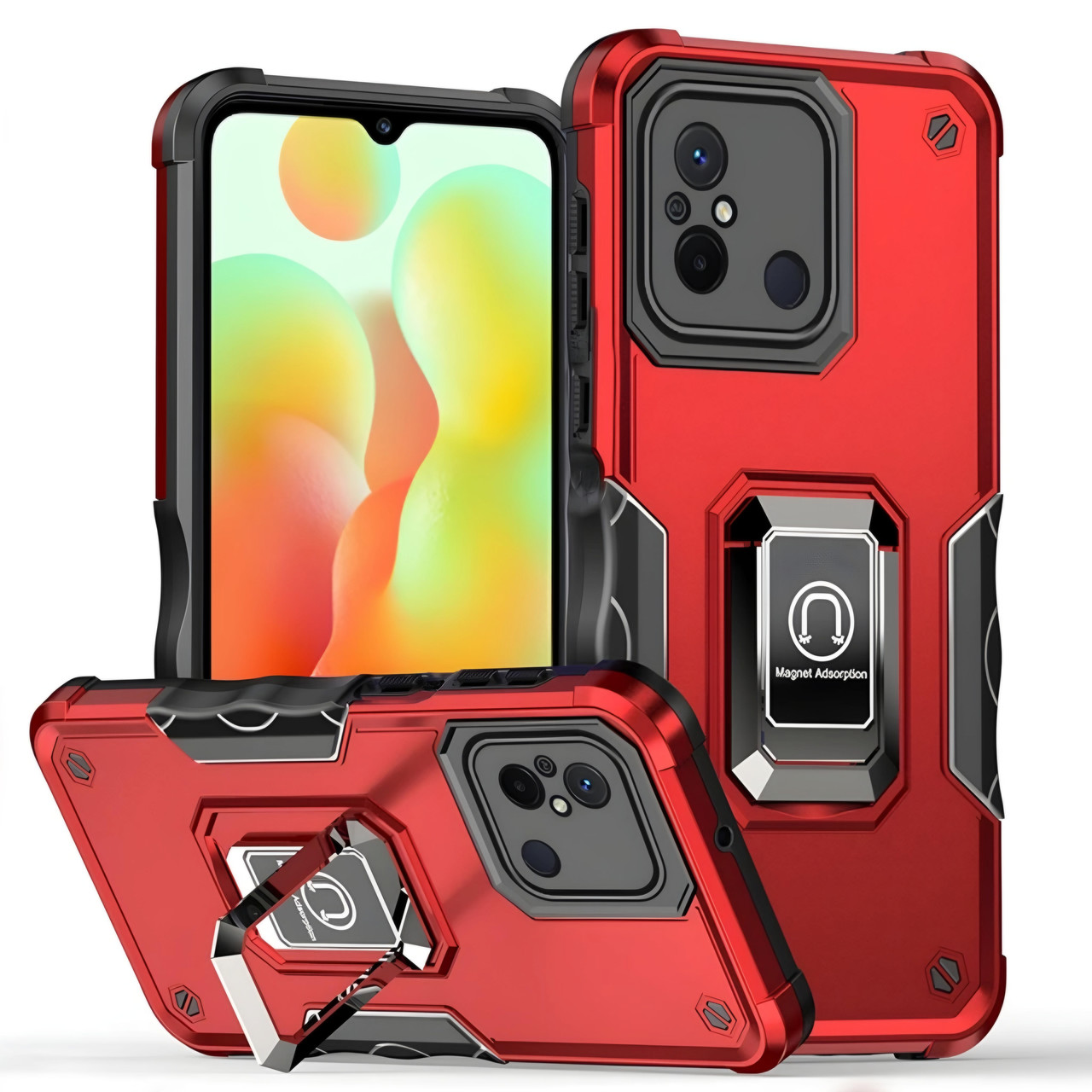 Протиударний чохол для Xiaomi Redmi 12C червоний бампер із підставкою