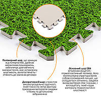Al  Мат татами пазл ЭВА модульное покрытие на пол EVA ласточкин хвост складной коврик 60х60х1 см зеленая трава