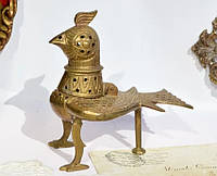 Унікальна старовинна курильниця у вигляді птаха в хорасанському стилі. Бронза.