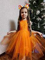 Красивый костюм лисички оранжевое платье Лисичка Белочка Мандаринка Апельсинка Осень