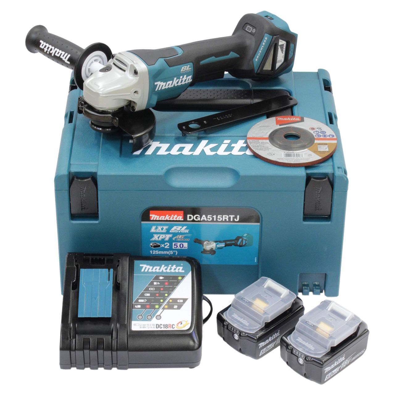 Акумуляторна кутова шліфувальна машина Makita DGA515RTJ