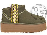 Женские угги UGG Ultra Mini Braid Platform Boot Olive ALL14376