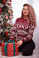 Жіночий новорічний светр з оленями білий светр на новий рік