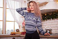 Жіночий новорічний светр з оленями білий светр на новий рік