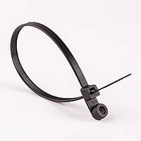 Стяжка кабельна (хомут) з кільцем під монтаж 5х370 (4.8х370мм), чорна (100шт)
