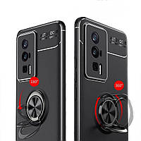 Силіконовий чохол для Poco F5 Pro чорний матовий з кільцем