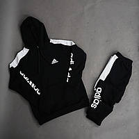 Зимовий спортивний костюм Adidas Чорний на флісі з капюшоном S