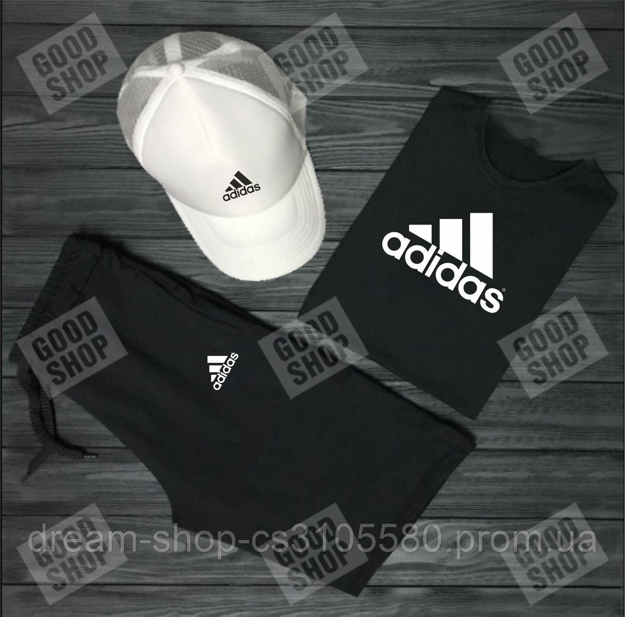 Комплект (Адідас) Adidas шорти футболка та кепка чоловічий, висока якість S