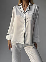 Женская пижама Victoria's Secret комплект рубашка штаны виктория сикрет шелковая белая