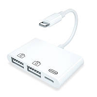 Перехідник lightning на 2 х USB 3.0 адаптер для під'єднання камери або флешки на iPad/iPod/iPhone