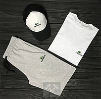 Комплект (Лакост) Lacoste шорты футболка и кепка мужской, высокое качество S