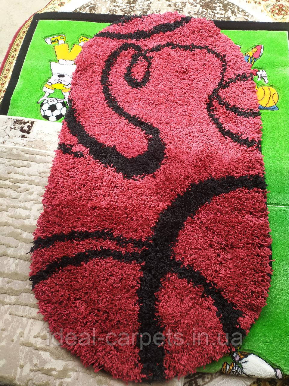 Килим 80х150см овал з високим ворсом 0655 Black Cherry