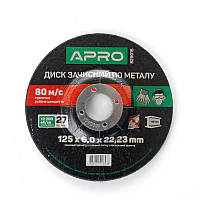 Диск зачисний для металу 125х6х22,22 мм на болгарку APRO