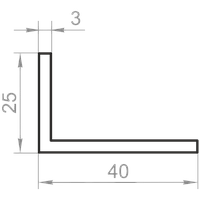 Куточок алюмінієвий різнобічний 40x25x3 без покриття