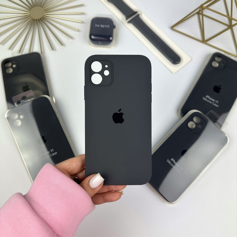 Силіконовий чохол із квадратними бортами на iPhone 11. Case for iPhone 11 Grey