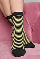 Носки махровые женские черного в желтую полосу цвета размер 23-25(36-39) 169239S