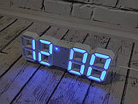 Настольные часы - будильник LY 1089 от USB, с термометром и календарем, синие