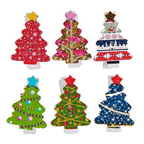 Комплект прищіпок "Ялинки", 6 шт. ELISEY