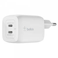 Зарядное устройство сетевое Belkin 65Вт 2хUSB-С GAN PD PPS, белый WCH013VFWH (код 1509039)