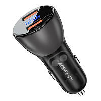 АЗП Acefast B7 metal car charger 45W (USB-A + USB-A) with digital display MAS