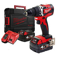 Дриль-шурупокрут акумуляторний MILWAUKEE, M18 CBLDD-402C, 60Нм, (+ заряд.пристрій, 2 акум.Х 4Аг, кейс)