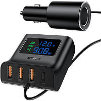 АЗУ Acefast B8 digital display car HUB charger GRI