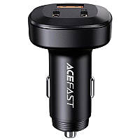 АЗУ Acefast B3 66W(USB-C+USB-C+USB-A) three-port metal car charger GRI