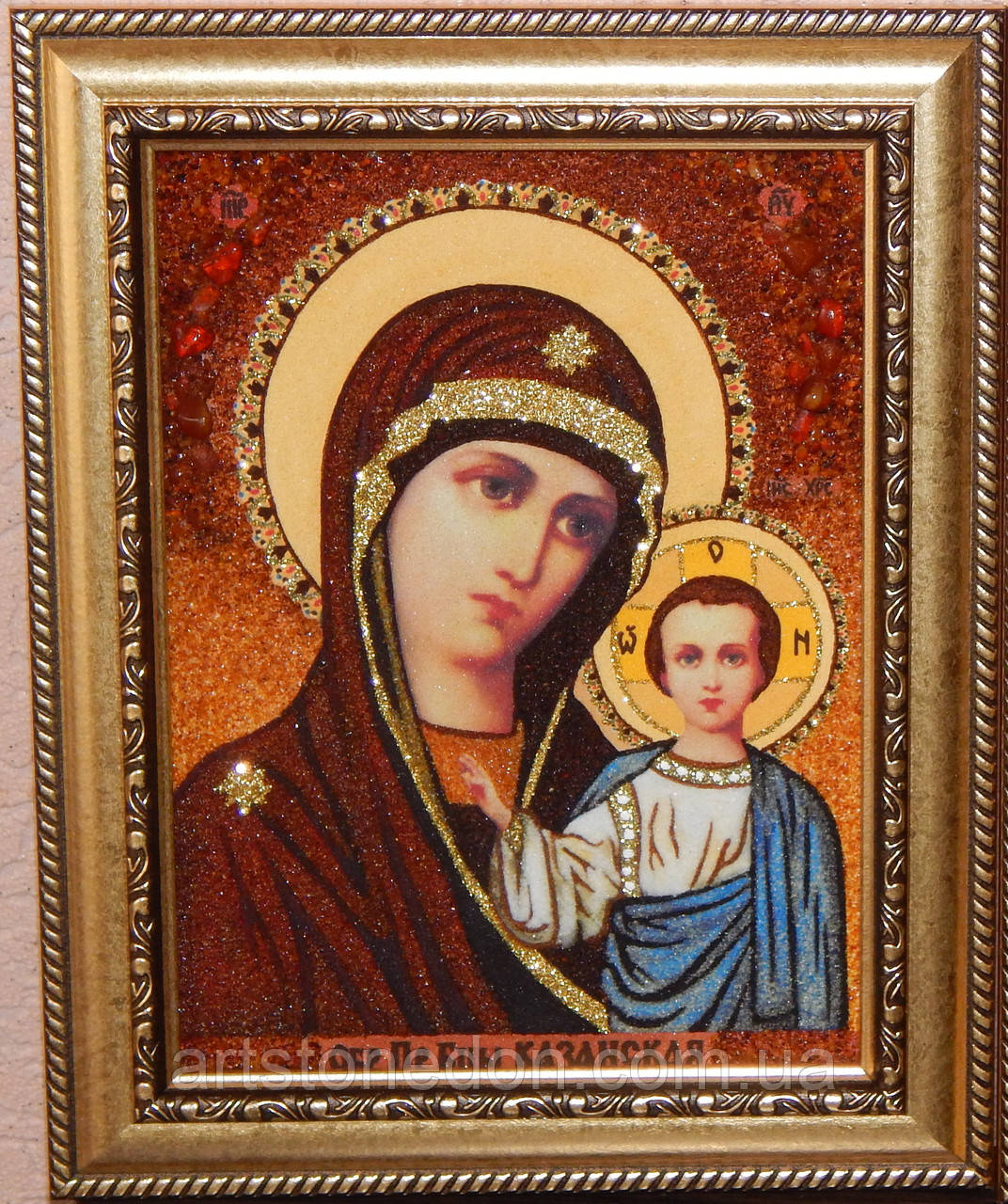 Ікона з бурштину Казанська іконамайданчика, фото 1