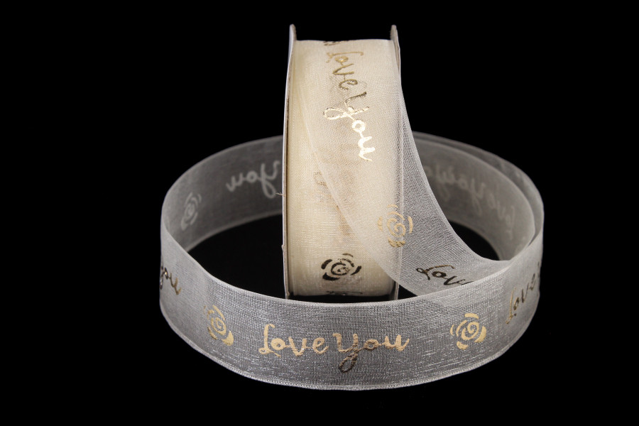 Стрічка з органзи 2,5 см (1 м) "Love You"