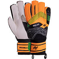 Рукавиці воротарські SOCCERMAX GK-024 чорно-жовтогарячий (розмір 8-10)