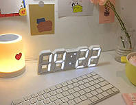 Настольные LED часы LY-1089 с будильником, термометром и календарем Белые