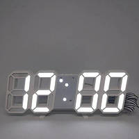 Электронные часы настольные LY-1089 с белой подсветкой от USB с термометром, календарем и будильником