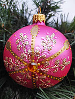 Новорічна іграшка скляний шар на ялинку 8 см Україна Новорічні прикраси ялинкові іграшки
