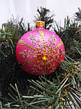 Новорічна іграшка скляний шар на ялинку 8 см Україна Новорічні прикраси ялинкові іграшки, фото 4
