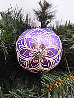 Новорічна іграшка скляний шар на ялинку 8 см Україна Новорічні прикраси ялинкові іграшки