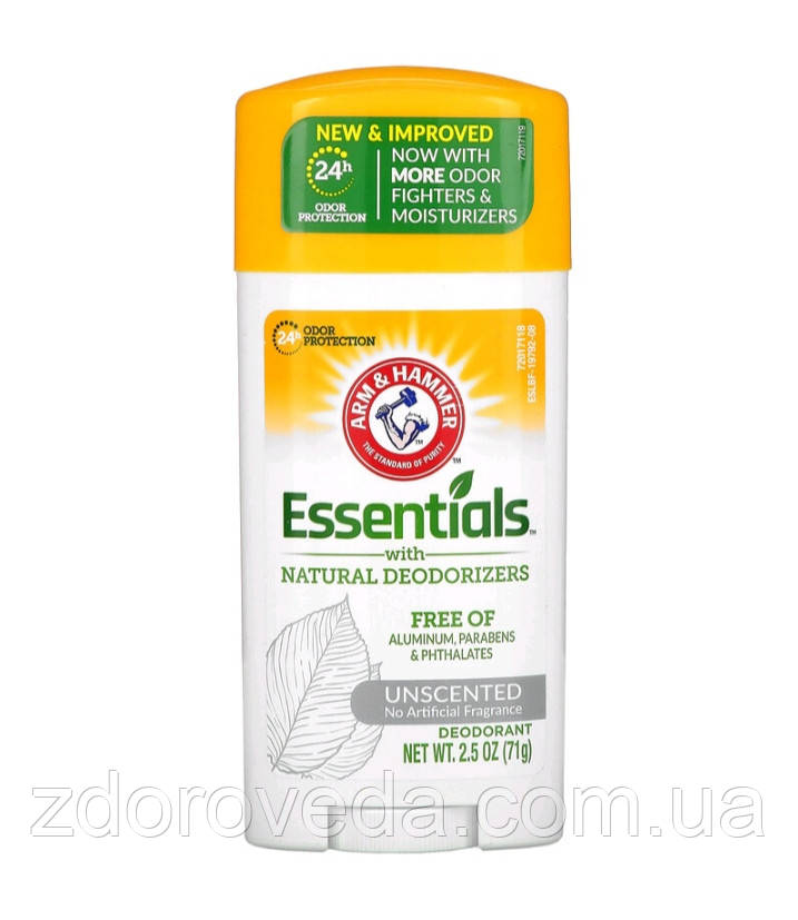 Arm & Hammer Essentials, натуральний дезодорант, без алюмінію, без парабенів, без запаху, фото 1