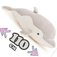 Мягкая игрушка-подушка ДЕЛЬФИН игрушка-обнимашка Masyasha из серии кот-батон Цвет серый 110 см D-SR110