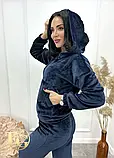 Махровий костюм для дому в кольорах штани та кофта з капюшоном та кишенями на блискавці, фото 3
