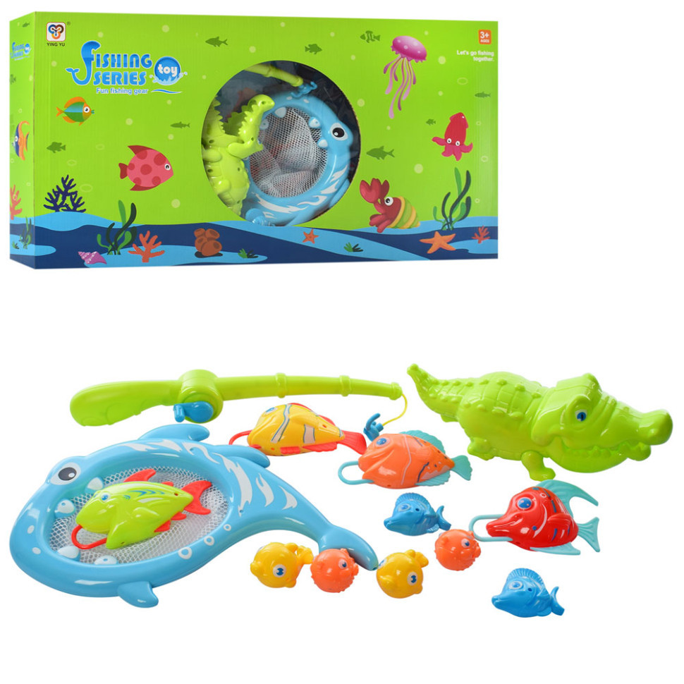 Дитяча риболовля 2020-1, крокодил19 см, сачок 25,5 см, рибки 10 шт., фото 1