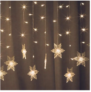 Гірлянда Штора бахрома Сніжинкахолодна біла, фото 1