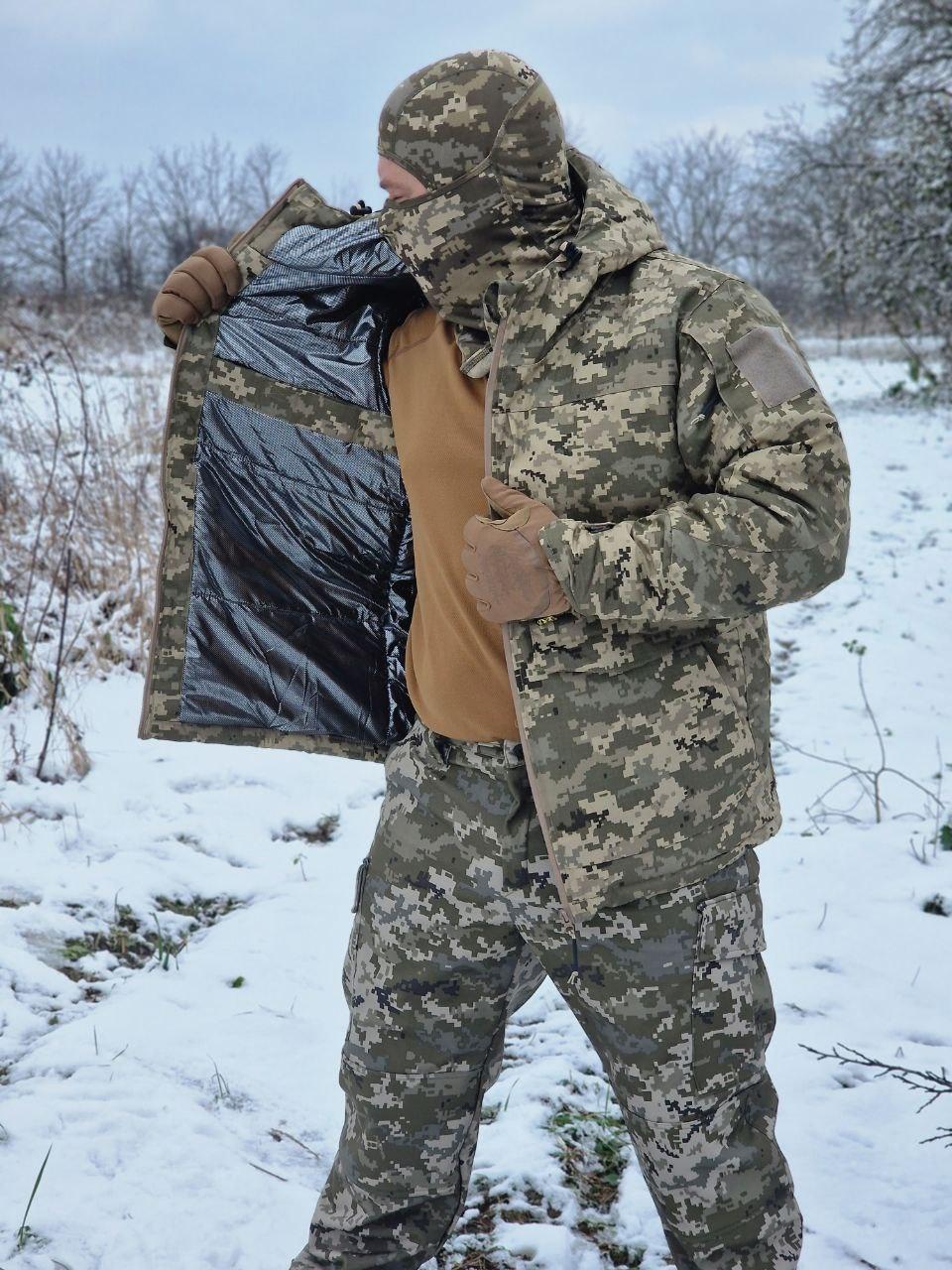 Зимовий тактичний костюм з підкладкою omni heat піксель