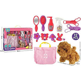 Дитячий ігровий набір лікаря 832-200 з 12 елементів (собачка, аксесуари, сумка, 4 резинки для волосся)