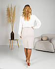 Спідниця Ярослава молочна, однотонна демісезонна спідниця-олівець, фото 4