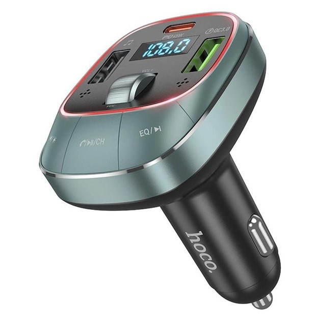 Автомобільний FM модулятор трансмітер Hoco E76 2USB/Type-C PD 45W зі швидкою зарядкою, фото 1
