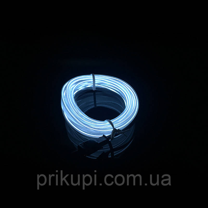 Неонова контурна підсвітка салону авто 5 м в USB (з блочкою) Холодний Неон Блакитний